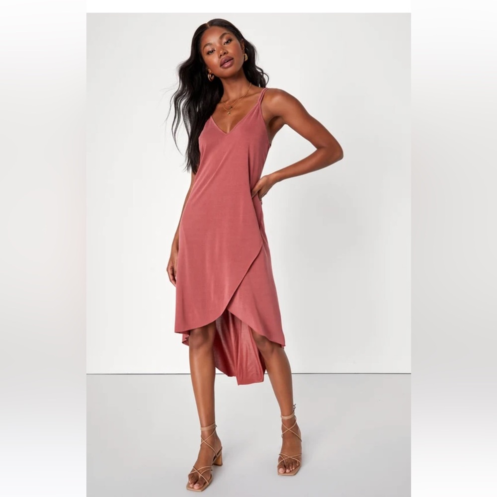 Women’s Lulus Mood and Melody Washed Red High-Low Dress